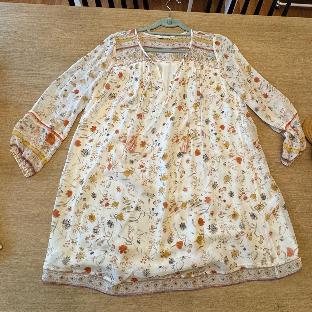 Joie Floral Print Blouse - Cream and Orange